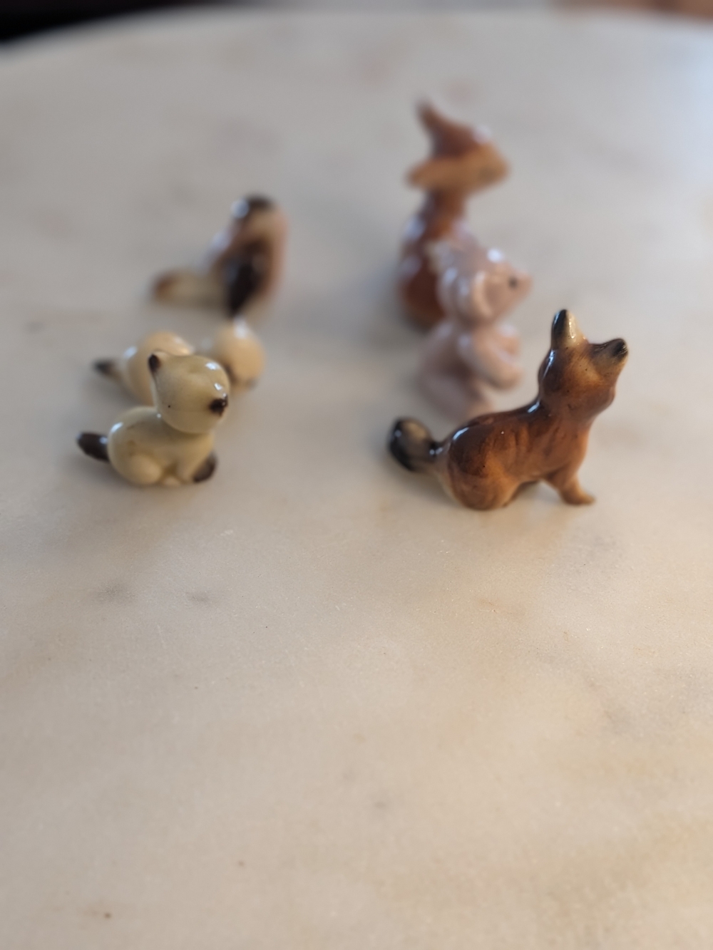 Mini Ceramic Woodland Animal Figurine Set Of 6 Vintage - Picture 10 of 14